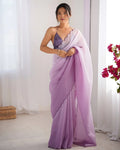Crunchy Padding Acro Border Lace Ultra Sattin Embroidered Saree - EZBER