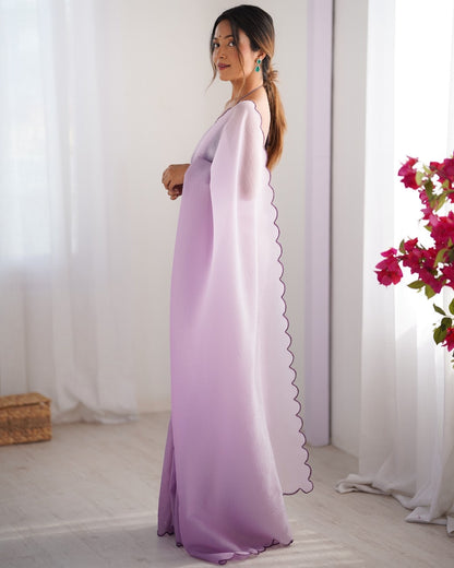 Crunchy Pedding Acro Border Lace Ultra Sattin Embroidered Saree