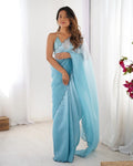 Crunchy Padding Acro Border Lace Ultra Sattin Embroidered Saree - EZBER