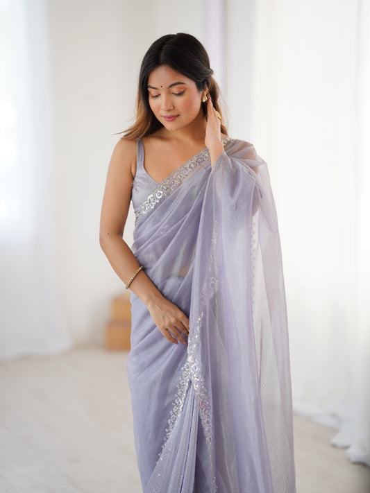 Twill Net Sequins And Moto And Cutdana Embroidered Work With Twill Net Blouse Piece