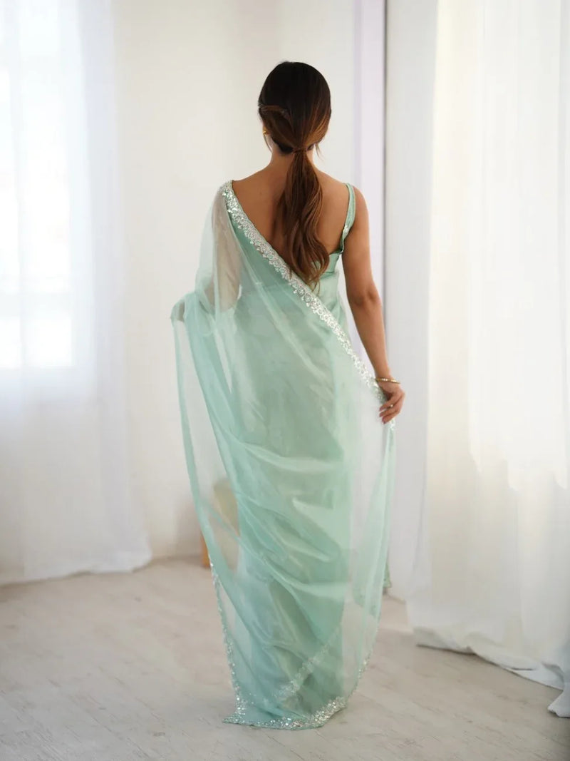 Twill Net Sequins And Moto And Cutdana Embroidered Work With Twill Net Blouse Piece - EZBER