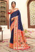 Navy Blue Paithani Saree - EZBER