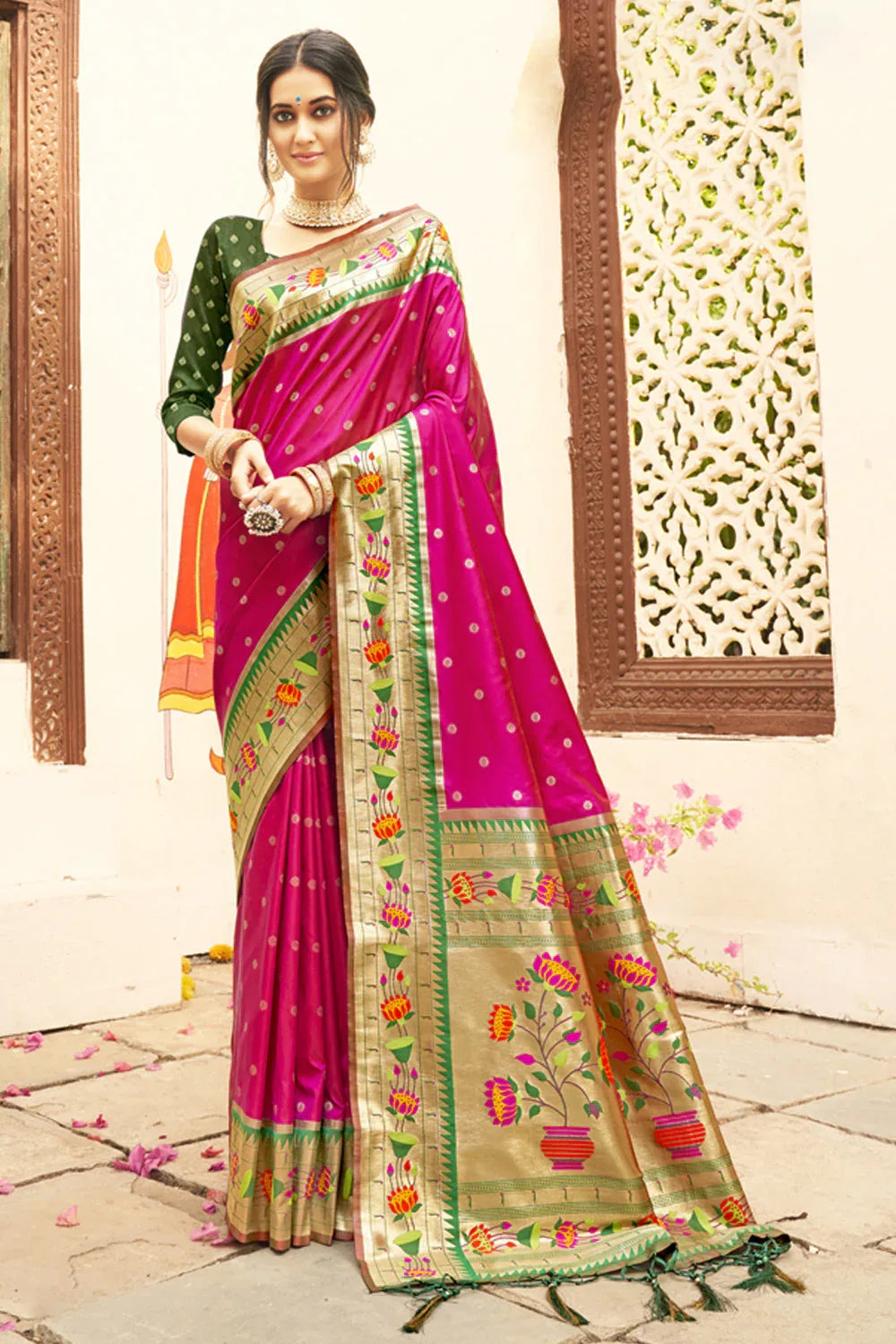 Magenta Pink Paithani Saree - EZBER