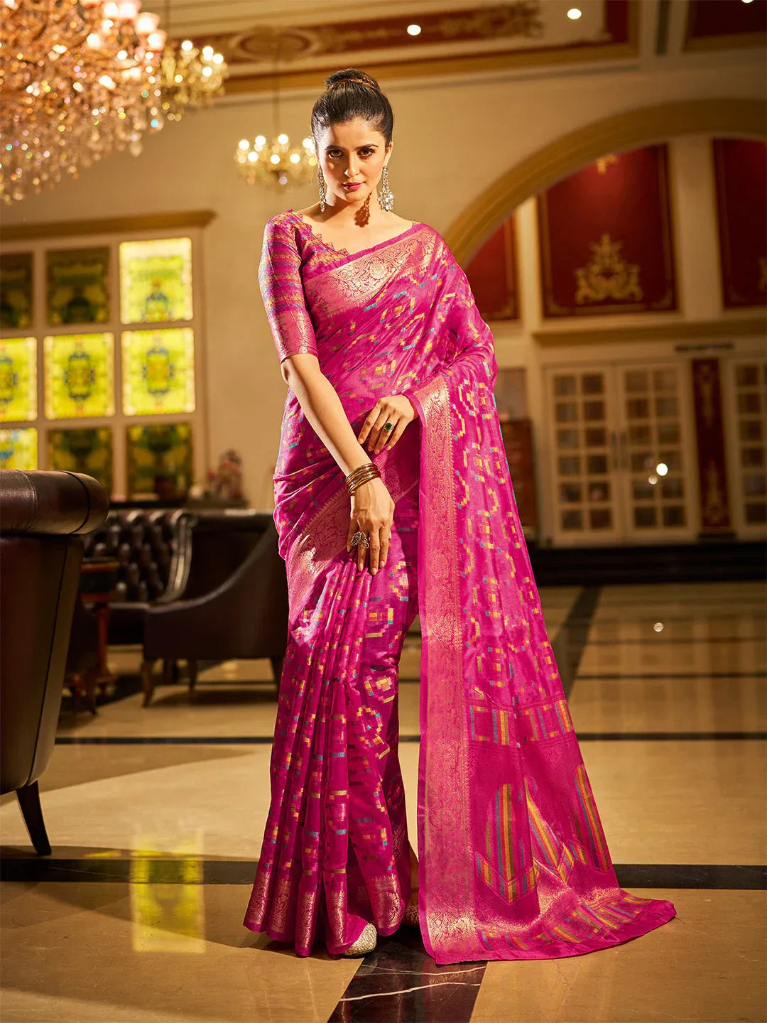 Rani Organza Festive Wear Saree With Blouse Piece - EZBER