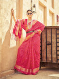 Pink Soft Silk Festive Wear Saree With Blouse Piece - EZBER