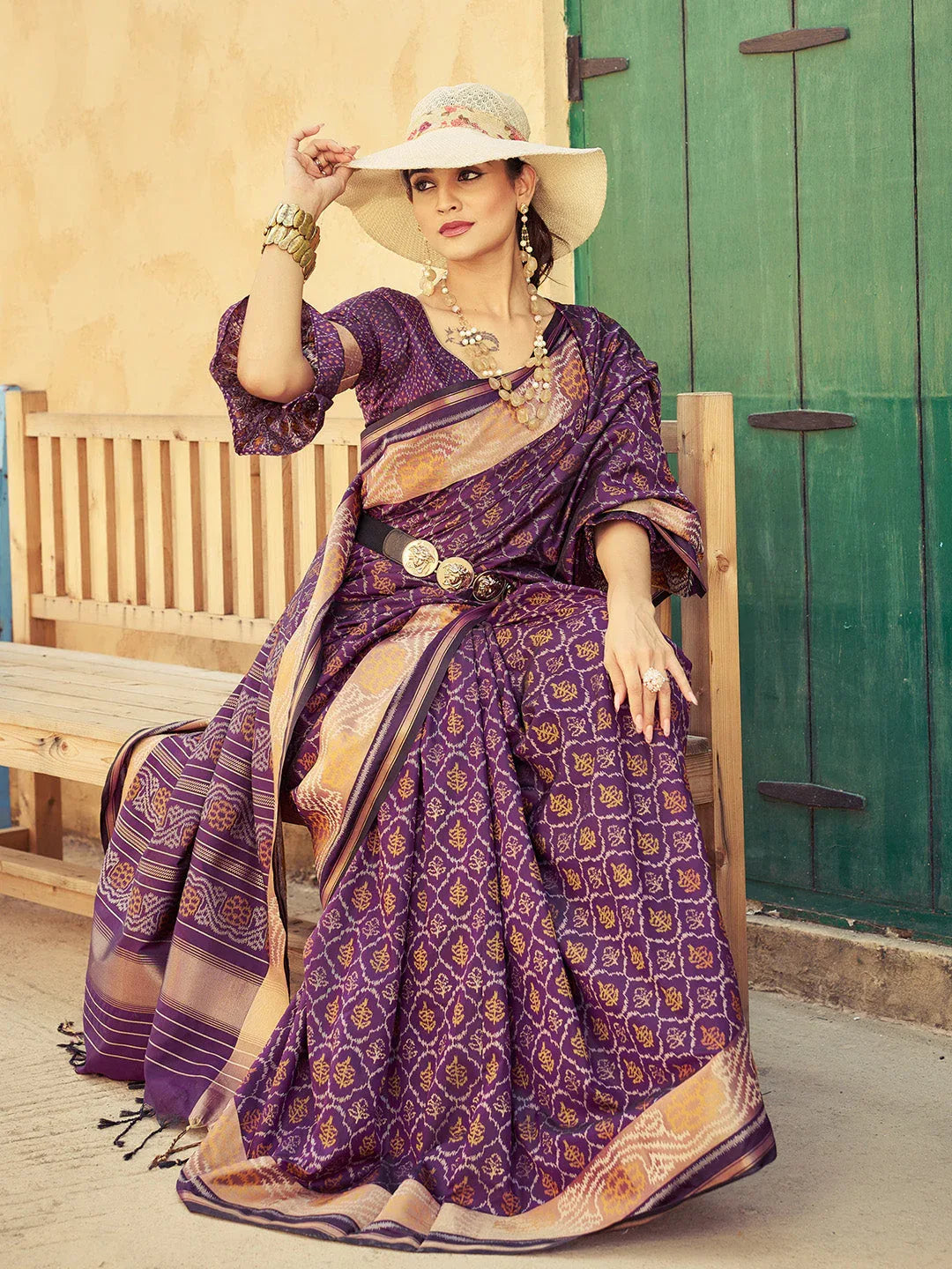 Wine Soft Silk Festive Wear Saree With Blouse Piece - EZBER