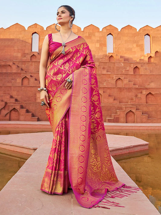 Purple Soft Silk Festive Wear Saree With Blouse Piece - EZBER