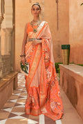 Tangerine Orange Patola Saree - EZBER