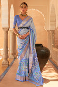 Cornflower Blue Patola Saree - EZBER