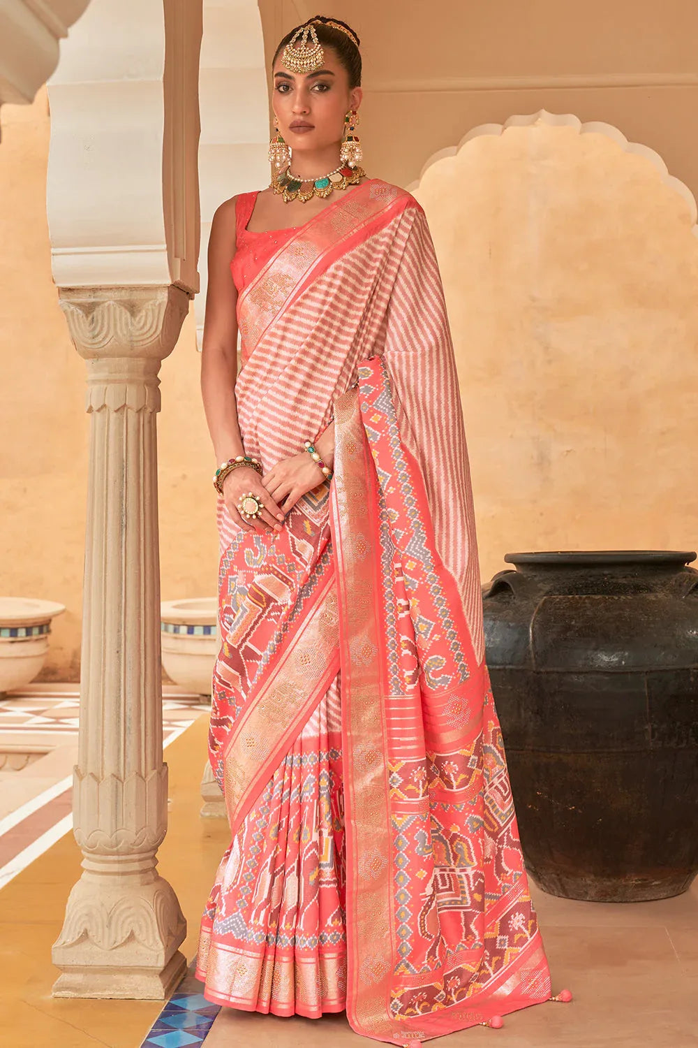 Thulian Pink Patola Saree - EZBER