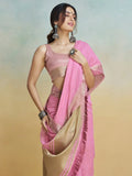 Pink Silk Festive Wear Saree With Blouse Piece - EZBER