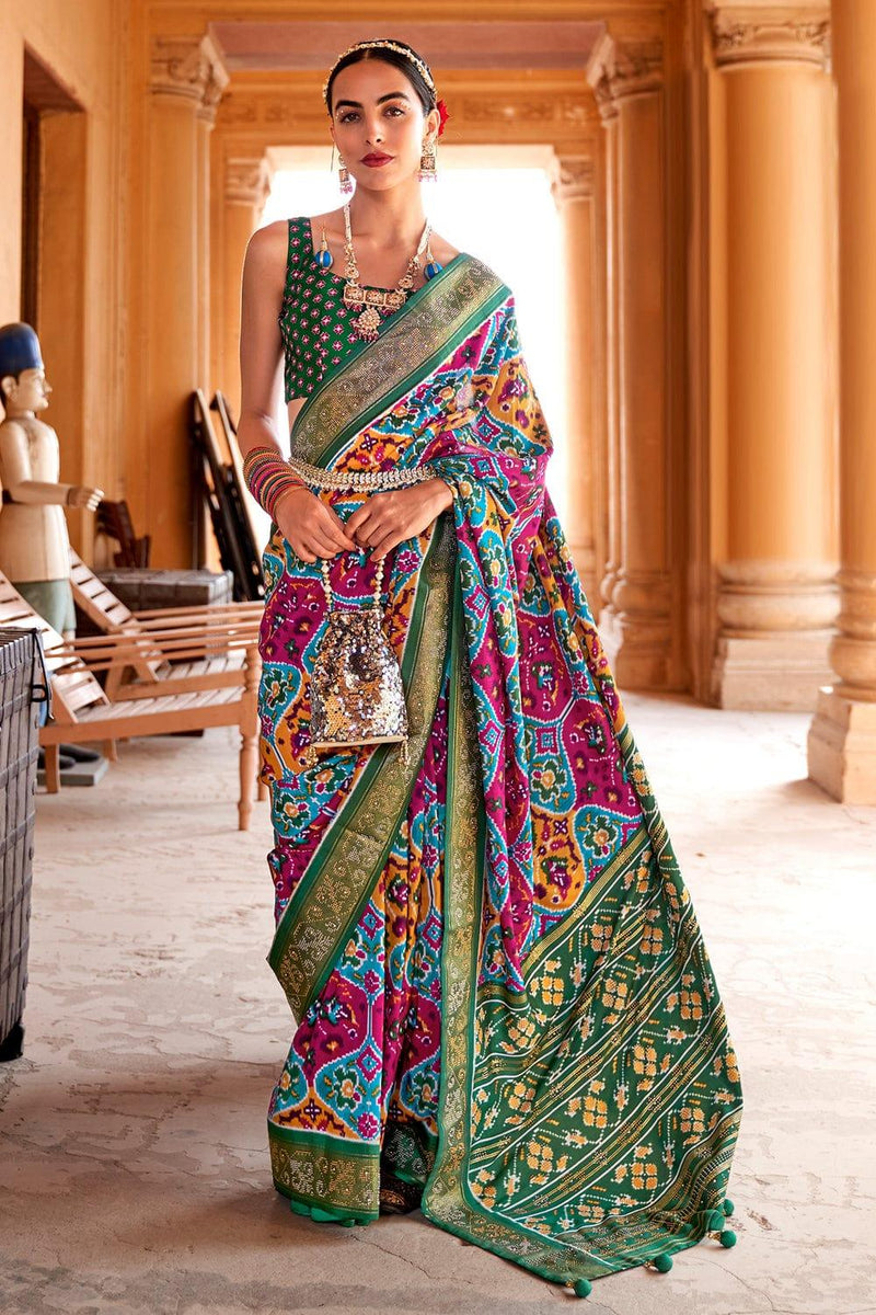 Cerulean Blue Patola Saree - EZBER