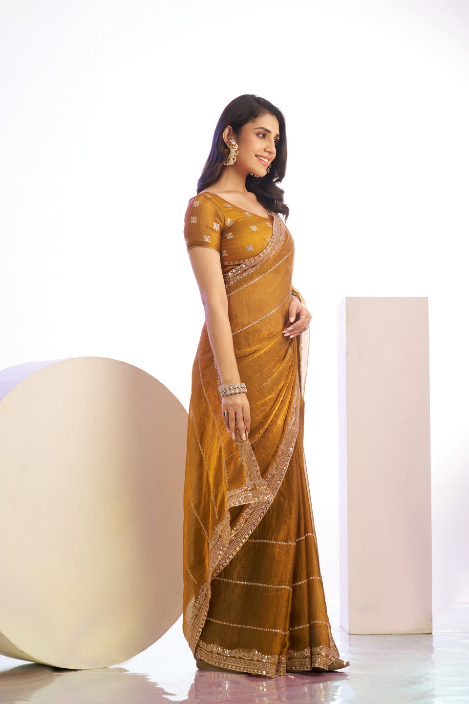 Chiffon Embroidered Work With Embroidered Blouse Piece