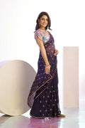 Crunchi Embroidered Work Saree With Printed Blouse Piece - EZBER