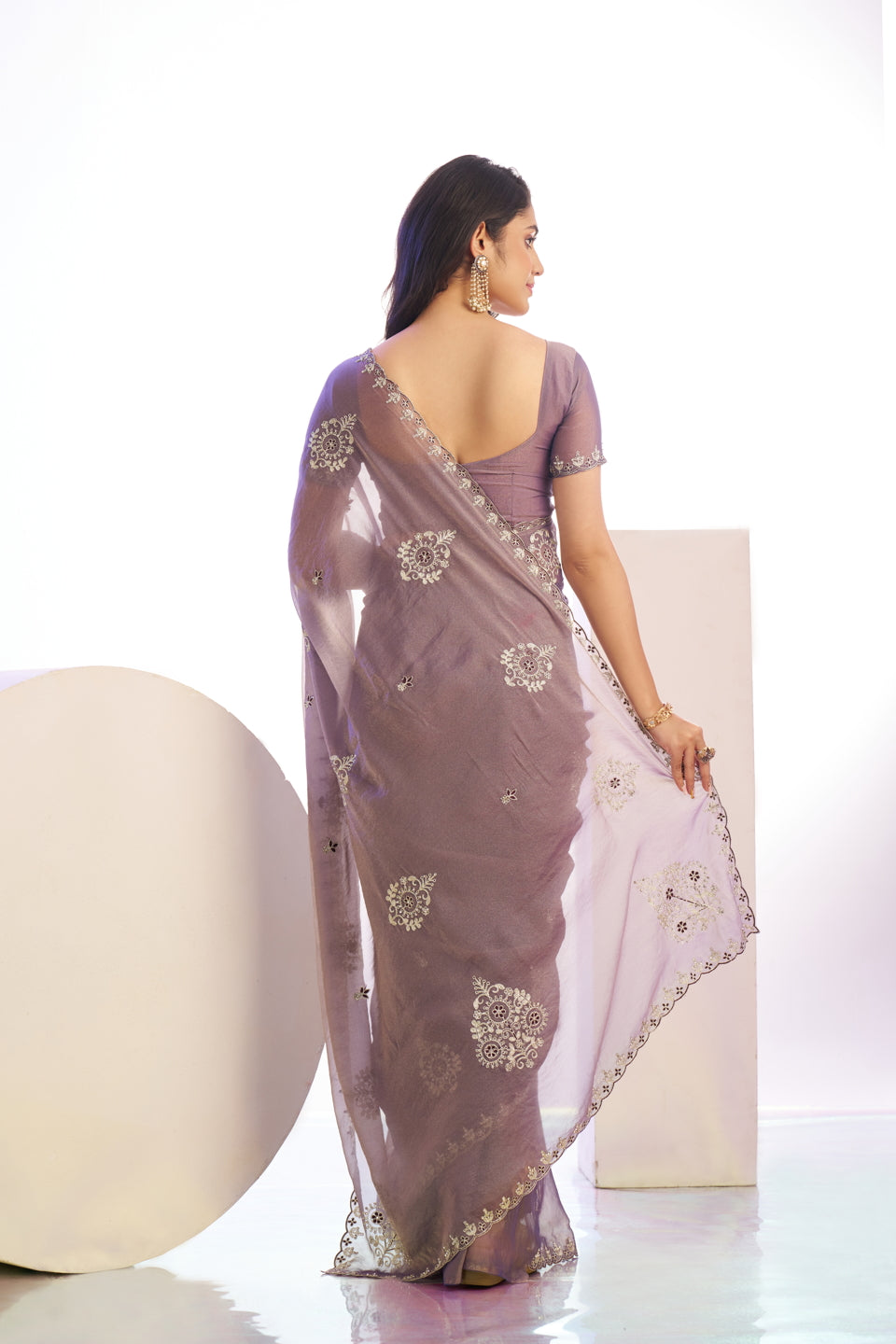 Mos Embroidered Work Saree With Embroidered Work Blouse Piece