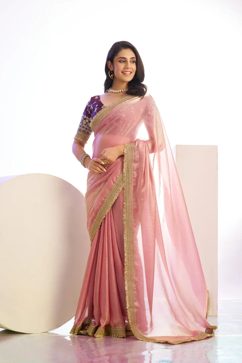 Satin Silk Lace Border With Embroidered Blouse Piece - EZBER