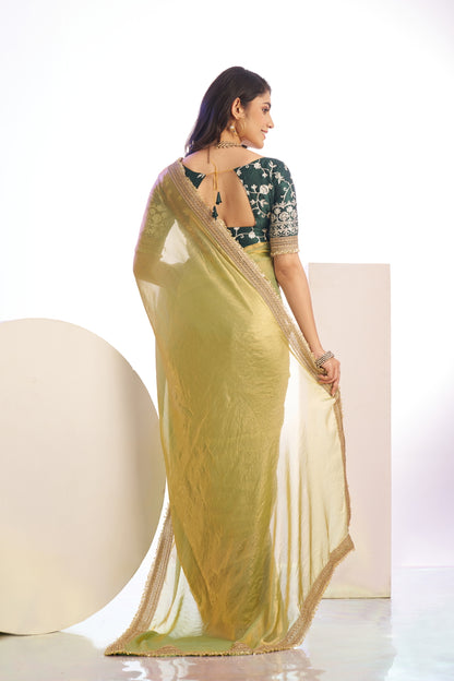 Satin Silk Lace Border With Embroidered Blouse Piece