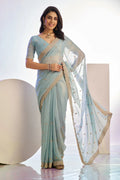 Tissue Embroidered Work Saree With Embroidered Blouse Piece - EZBER