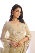 Tissue Embroidered Work Saree With Embroidered Blouse Piece - EZBER