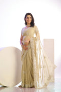 Tissue Embroidered Work Saree With Embroidered Blouse Piece - EZBER