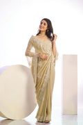 Tissue Embroidered Work Saree With Embroidered Blouse Piece - EZBER