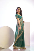 Tissue Embroidered Work Saree With Embroidered Blouse Piece - EZBER