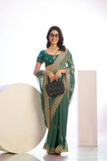 Tissue Embroidered Work Saree With Embroidered Blouse Piece - EZBER