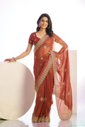 Tissue Embroidered Work Saree With Embroidered Blouse Piece - EZBER