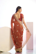 Tissue Embroidered Work Saree With Embroidered Blouse Piece - EZBER