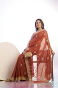 Tissue Embroidered Work Saree With Embroidered Blouse Piece - EZBER