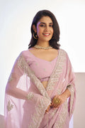Tissue Embroidered Work Saree With Embroidered Blouse Piece - EZBER