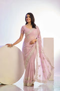 Tissue Embroidered Work Saree With Embroidered Blouse Piece - EZBER