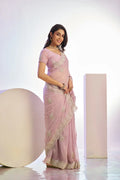 Tissue Embroidered Work Saree With Embroidered Blouse Piece - EZBER
