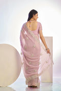 Tissue Embroidered Work Saree With Embroidered Blouse Piece - EZBER