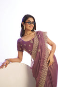Tissue Embroidered Work Saree With Embroidered Blouse Piece - EZBER