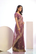 Tissue Embroidered Work Saree With Embroidered Blouse Piece - EZBER