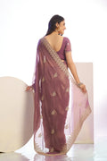 Tissue Embroidered Work Saree With Embroidered Blouse Piece - EZBER