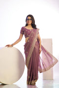 Tissue Embroidered Work Saree With Embroidered Blouse Piece - EZBER