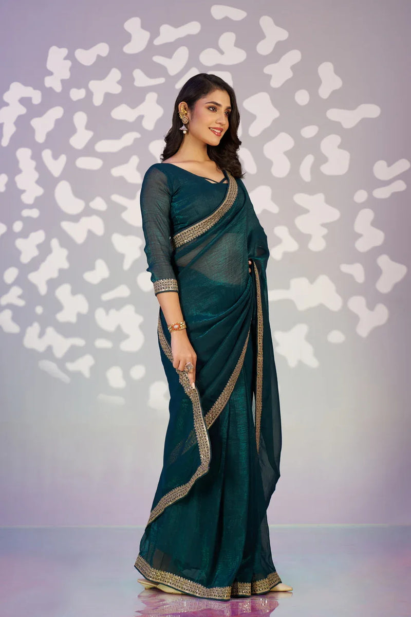 Ready To Wear Crunchi Embroidered Lace Border With Embroidered Blouse Piece - EZBER