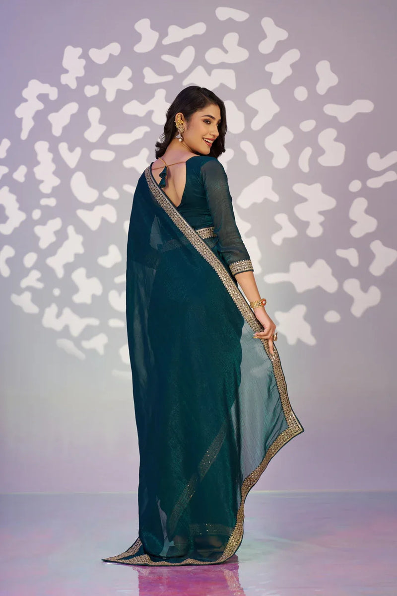 Ready To Wear Crunchi Embroidered Lace Border With Embroidered Blouse Piece - EZBER