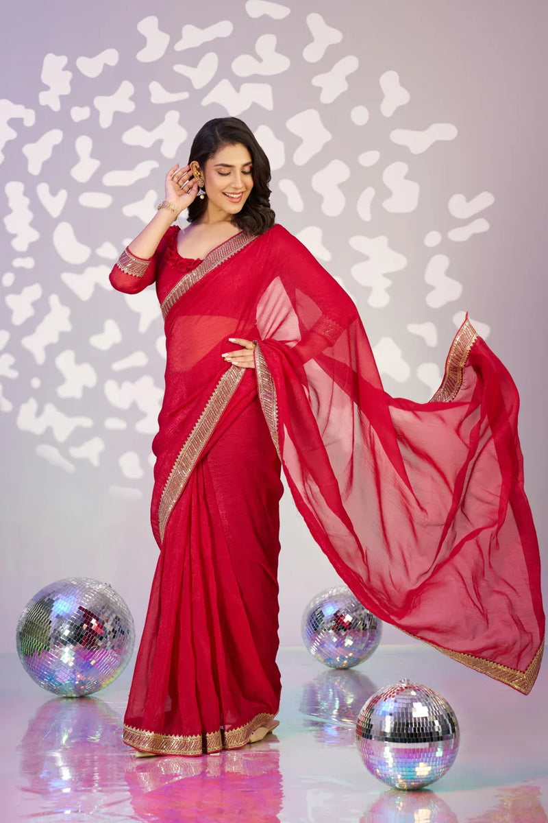 Ready To Wear Crunchi Embroidered Lace Border With Embroidered Blouse Piece - EZBER