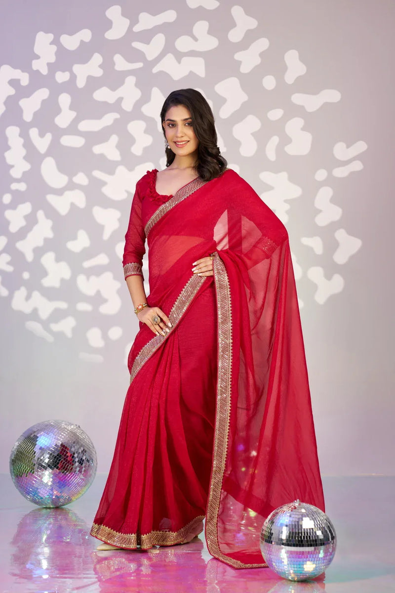 Ready To Wear Crunchi Embroidered Lace Border With Embroidered Blouse Piece - EZBER