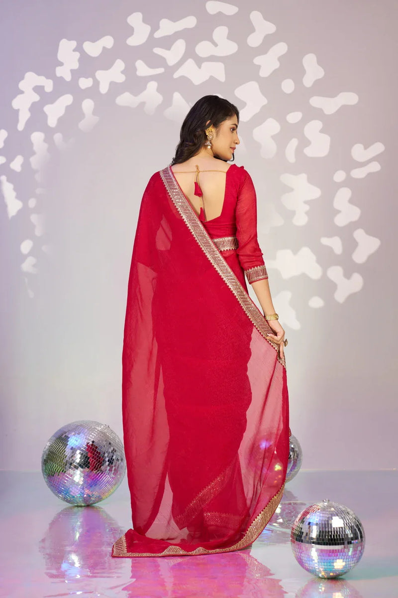 Ready To Wear Crunchi Embroidered Lace Border With Embroidered Blouse Piece - EZBER