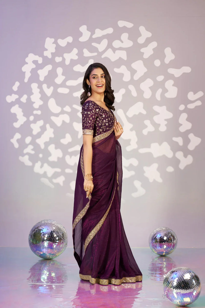 Ready To Wear Crunchi Embroidered Lace Border With Embroidered Blouse Piece - EZBER