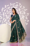 Ready To Wear Fancy Crepe Embroidered Saree With Embroidered Blouse Piece - EZBER