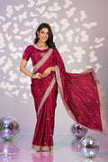 Ready To Wear Fancy Crepe Embroidered Saree With Embroidered Blouse Piece - EZBER