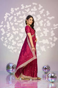 Ready To Wear Fancy Crepe Embroidered Saree With Embroidered Blouse Piece - EZBER
