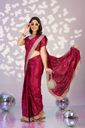 Ready To Wear Fancy Crepe Embroidered Saree With Embroidered Blouse Piece - EZBER