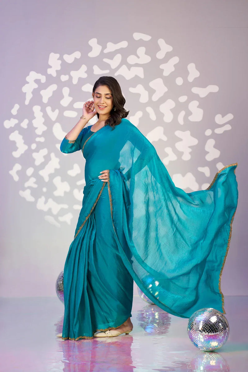 Ready To Wear Mastani Embroidered Lace Border With Blouse Piece - EZBER