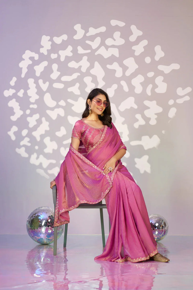 Ready To Wear Moss Embroidered Lace Border With Embroidered Work Blouse Piece - EZBER